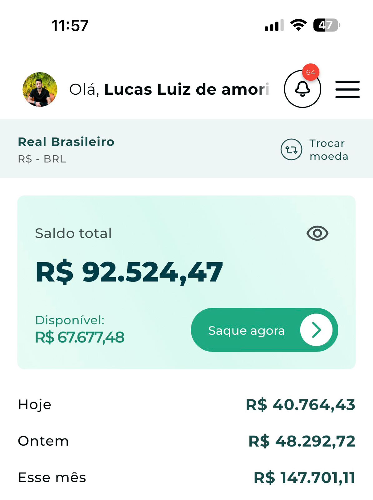 R$147k em um mês